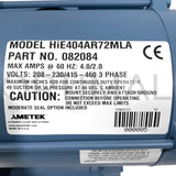 Ametek ROTRON Regenerative Blower HiE404AR72MLA 082084 230/460 VAC 1 HP XP VFD Three Phase