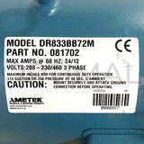 DR833BB72M 081702 ROTRON Regen Blower 230/460VAC 10.0 HP Three Phase