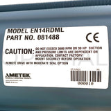Ametek ROTRON Regenerative Blower EN14RDL 081488 Remote drive with lip seal & muffler tower