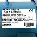 DR6D89 027578 ROTRON Regen Blower 230/460VAC 5.0 HP Three Phase