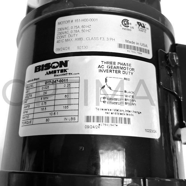 0172470011 Bison Gear & Engineering Ametek Gearmotor Parallel 1/4 HP