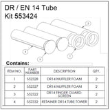 Ametek Rotron DR/EN Regenerative Blower 14 Tube Muffler Kit 553424