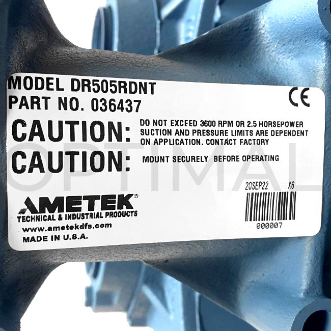 Ametek ROTRON Regenerative Blower DR505RDNT 036437